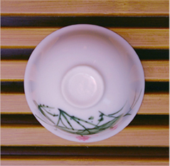 茶杯 手描き緑蓮花