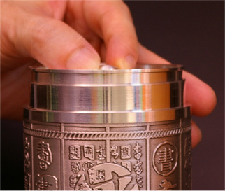 純錫97％の錫製茶缶 大口書法IC
