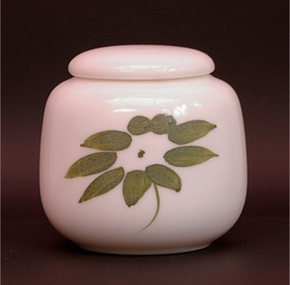 磁器の茶缶 茶筒 白玉瓷 手描き蓮花B
