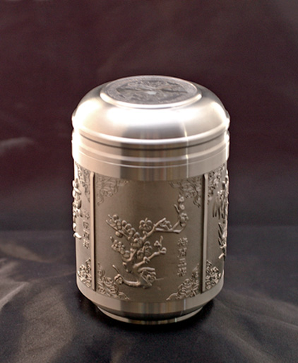 純錫97％の錫製茶缶 茶筒　梅蘭竹菊